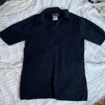 Sag Harbor ‎ Short Sleeve Black Knit Top Small Cotton Collared V Neck Photo 0