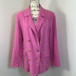 Free People NWT  Pink Linen Blend Double Breasted Tie‎ Back Blazer Jacket - M Photo 2
