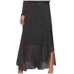 Avec Les Filles Black White Polka Dot Ruffle Asymmetrical Midi Skirt Size 12 Photo 1