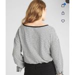 Gap  Short Sleeve Slub Cotton Black White Stripe Tie Shirt Womens Small Photo 1