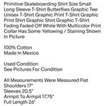 Primitive Skateboarding Shirt Size Small Long Sleeve T-Shirt Butterflies Graphic Tee Unisex T-Shirt Photo 1