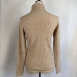 Halston Heritage HALSTON Beige Ribbed Turtleneck Sweater 100% Extra Fine Merino Wool WomensSmall Photo 2