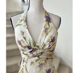 Azazie NWT  Atelier Leora Tulip Print White Halter Maxi Dress Photo 3