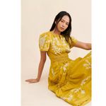 Anthropologie The Somerset Maxi Dress Embroidered Edition Medium Mustard Ivory Photo 2