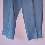 Larry Levine  Size 14P Linen Blend Capri Crop Casual Pants Blue Photo 2