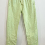 AGOLDE  Jeans Womens 24 Green Criss Cross Straight Button Fly Raw Hem‎ Denim EUC Photo 0