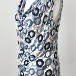 Jennie & Marlis Grey Black White Circle Cowl Neck Sleeveless Blouse Medium Gray Photo 2