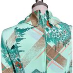 Vintage 70s Honeycomb Neon Green Brown Floral Belted Shirt Dress Medium Fit EUC Photo 7