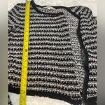 Loft black white stripe zipper cardigan sweater top woman’s Small Photo 6