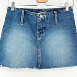 Angels Womens Y2K Vintage Faded Raw Hem‎ Cut Off Denim Micro Mini Skirt Size 5 Blue Photo 0