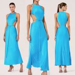 Alexis Bright Blue Sheath Sleeveless Crewneck Side Cutout Lune Gown Size Small Photo 4