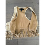 Forever 21 Vest Women's Size Small Beige Fringe Suede Photo 5