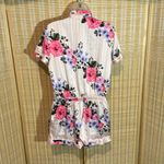 Victoria's Secret Pale Pink Striped Floral Silk Feel Romper Pajamas One Piece M Photo 9