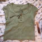 Almost Famous Green Tie Crop Top Photo 0