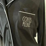 Rae Dunn  "Coffee Please" Black Long Sleeve  Embroidered Pajama Set, size Small Photo 2
