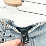 Forever 21  Womens Y2K Lace Up Raw Hem Denim‎ Corset Tube Top Size S Medium Wash Photo 3