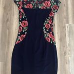 BCX  Navy Dress with Pink Floral Accents Photo 1