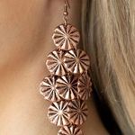 Paparazzi  Copper Star Spangled Shine Dangle Earrings Photo 0