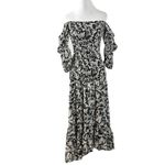 MISA Los Angeles Revolve Misa Diya Midi Maxi Dress Tonal Abstract XS NWT Ruffles Off Shoulder Photo 6
