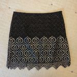 Free People  Lace Overlay Scalloped Hem Mini Skirt Black/Silver Metallic Size 2 Photo 1