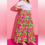 Flying Tomato Pink and Green Tiered Maxi Skirt Resort Wear NWT size L Photo 8