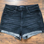 Abercrombie & Fitch A&F • Simone High Rise Short black stretch denim cutoffs rolled hem cuffed Photo 0