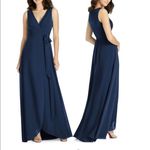 NWT JENNY PACKHAM Chiffon Wrap Gown in Midnight Size 0 Blue Photo 1