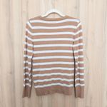 Guess Y2K Womens Sweater Size M Tan White Striped Logo Preppy Casual Bling Photo 4