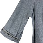 Free People  Tunic Top Womens L Gray Knit Boho Bell Sleeve Crochet Lagenlook Photo 2