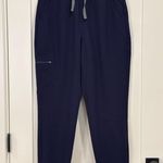 FIGS  Zamora Jogger High Waisted Scrub Pants Elastic Waist Navy Blue Medium Nurse Photo 4