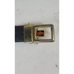 Vintage Mens Belt 36/90 Black Genuine Leather Ostrich Gold Box Frame Buckle Photo 1