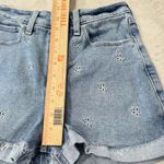 Hollister  Denim Blue Floral Boho Daisy‎ Embroidered Cutoff Jean Shorts 25 0/1 Photo 2