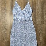 Endless Blu Light Blue Yellow Floral‎ Babydoll Bodycon Mini Dress Womens Medium Photo 0