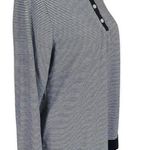 Ekouaer women's size S black and white striped stretchy long sleeve pajama top Photo 1