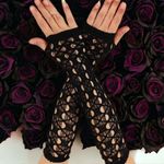 Black Hollow Out, Elegant Decorative Arm Cover, Leisure Style Fingerless Sleeves Photo 6