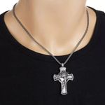 Vintage Stainless Steel Jesus Cross Pendant Necklace Photo 2