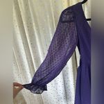 Exlura  NWT Swiss Dot Sheer Puff Long Peasant Sleeve Ruched Front Mini Dress S Photo 5