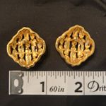 Vintage gold tone open weave pierced earrings in original box no brand EVC Photo 4