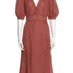 PatBo Women's Floral Eyelet Trim V Neck Pink‎ Midi Dress size 2 Pink Photo 0