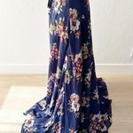 Lulus Always There For Me Navy Blue Floral Print Wrap Maxi Dress NWT | XS Photo 7