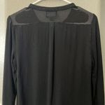 Cynthia Rowley Black V-Neck Blouse with Textured Shoulder Detail - Size M Photo 4