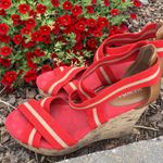 Merona Wedges Red Sandals Platform Cork Heel Womens 7.5 Photo 0