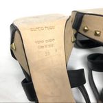 Sergio Rossi black leather & fabric, ankle wrap sandals, size 39, made in Italy Photo 11