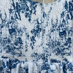 SheIn  Mod 2XL Curve‎ Blue White Puff Sleeve Above Knee Front Tie Boho Sundress Photo 9