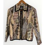 Vintage 80’s Giancarlo Ferrari Black Tan Animal Geometric Print Zip Up Jacket L Size L Photo 1