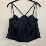 Forever 21 Black satin cowl neck crop top Photo 3