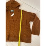 American Eagle NWT  Brown Cable Knit V-Neck Oversized Hooded Sweater Size S Photo 4