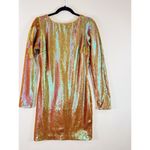 Dress The Population Dress Lola Iridescent Sequin Bodycon V Back Party Large Gold Photo 5