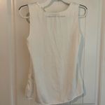 Tahari Eggshell White/Cream Ruffle Pleated Neck Tank Top Satin Blouse Sz X-Small Photo 3