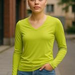 Tangerine Lime Green Activewear Long Sleeve Pullover Top ~ Women's MEDIUM Photo 0